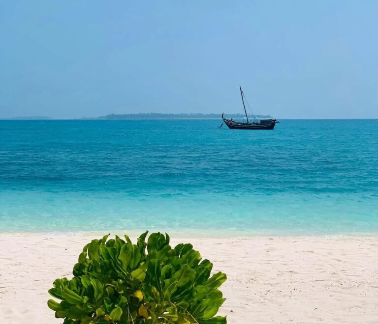 Small boat on the sea view from beach