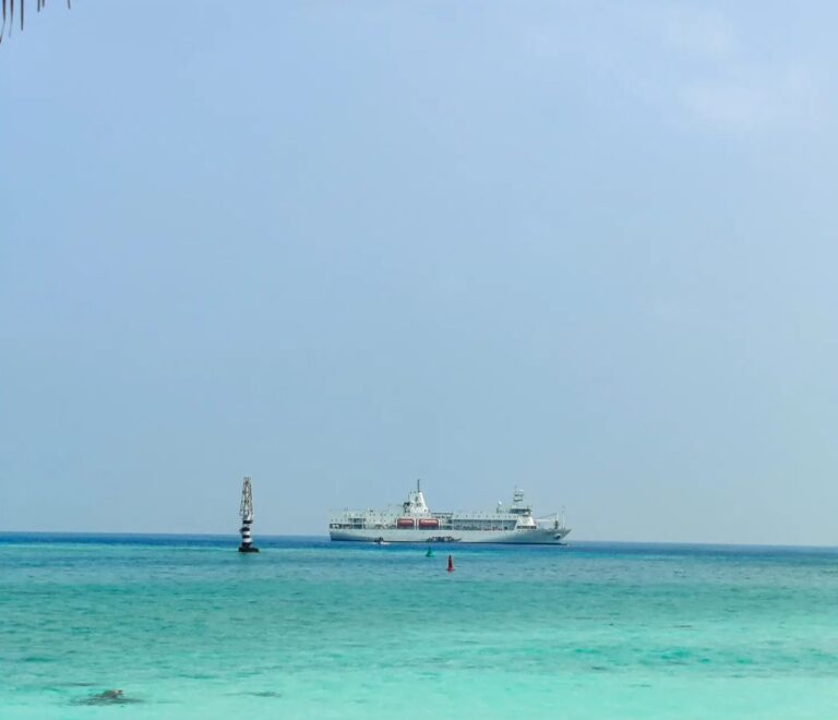 ship docked view from bach